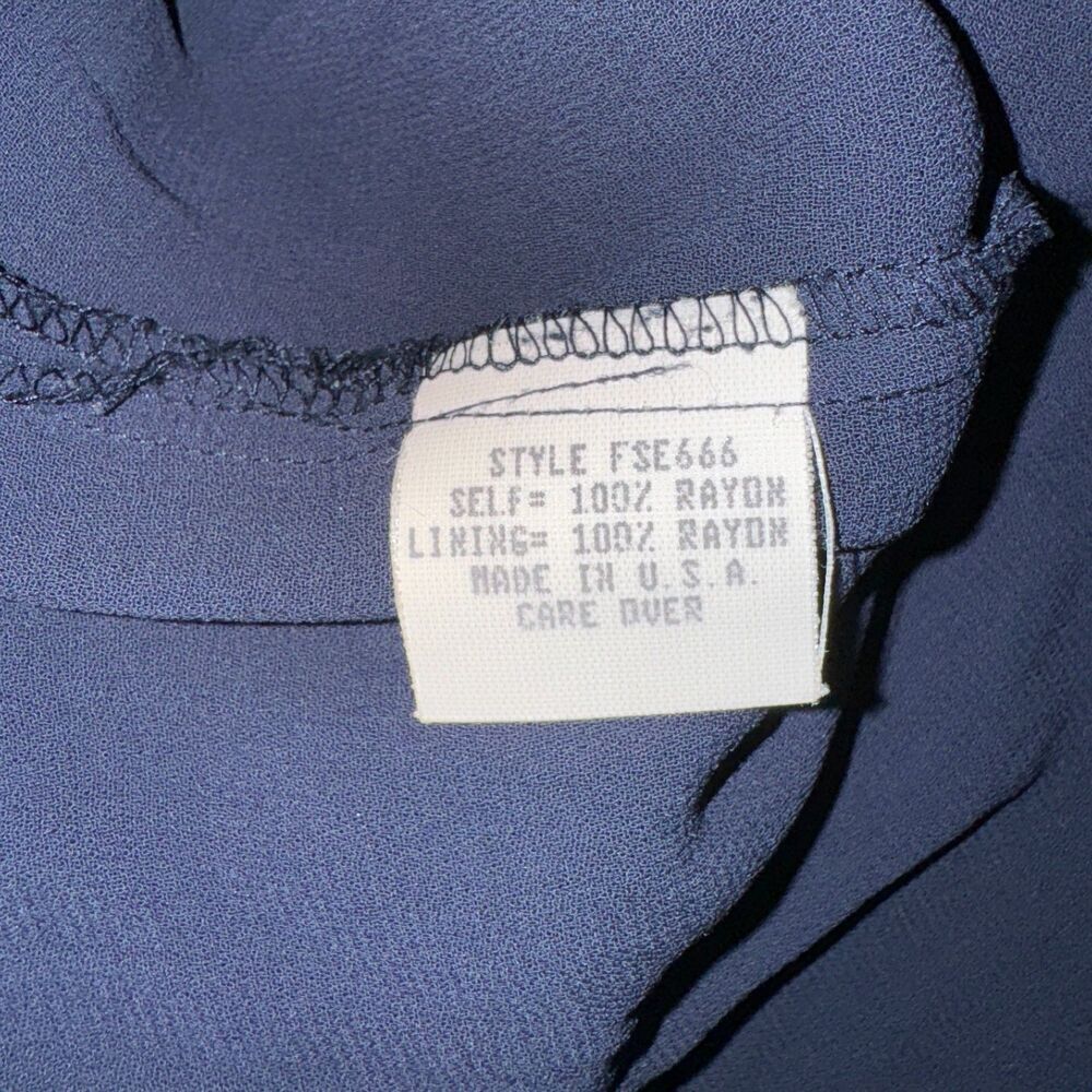 Vintage‎ Made In USA DAVID DART Top XL Button Up Long Sleeve Blue Sheer - Picture 4 of 4